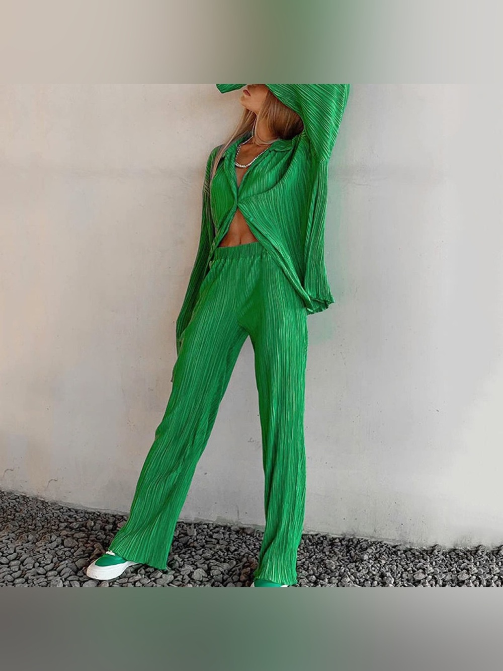 Green Pleated Lounge Set